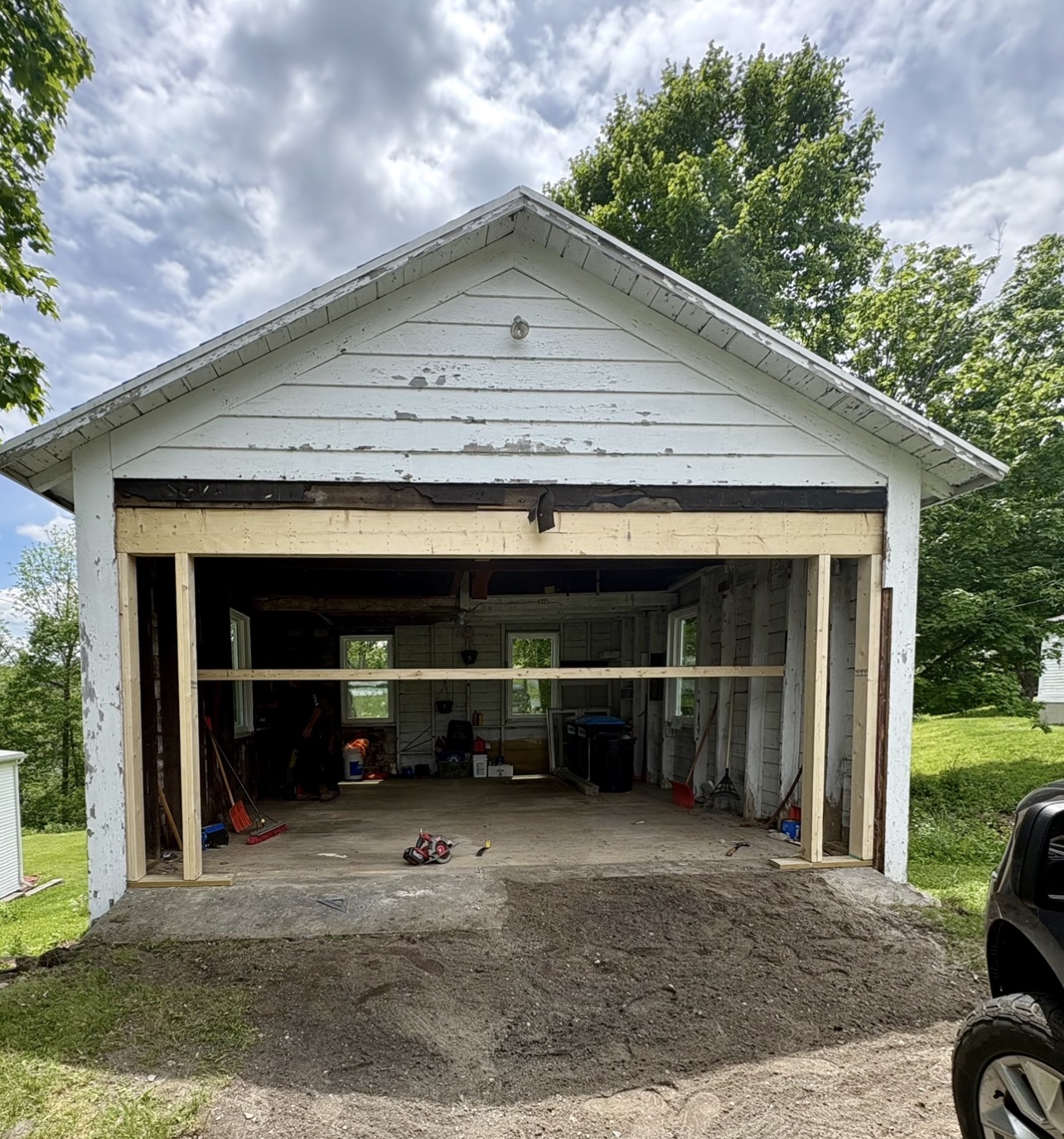 Widening the garage door opening